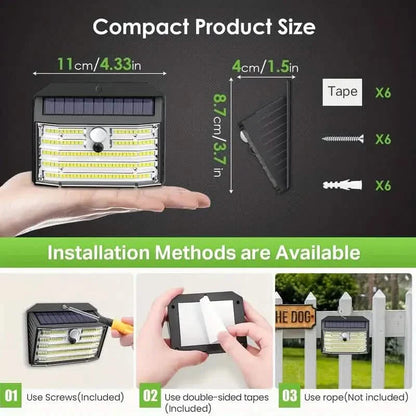 126 LED Solar Outdoor Lights Cold White Motion Sensor 270° Wide Angle Lighting Security Solar Powered Flood Lights DailySale