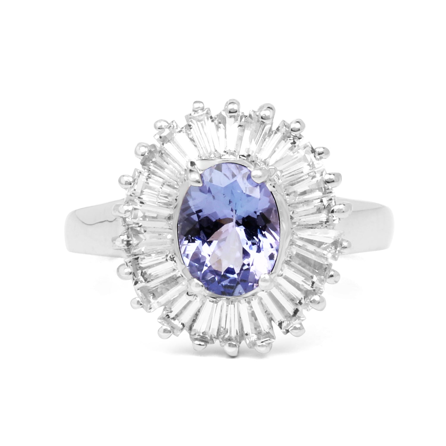 2.47 Carat Genuine Tanzanite and White Topaz .925 Sterling Silver Ring Bids.com