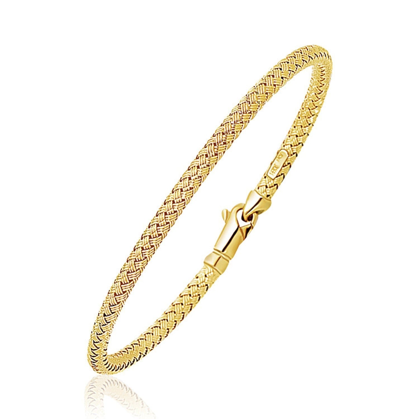 Fancy Weave Bangle in 14k Yellow Gold (3.0mm) Bids.com