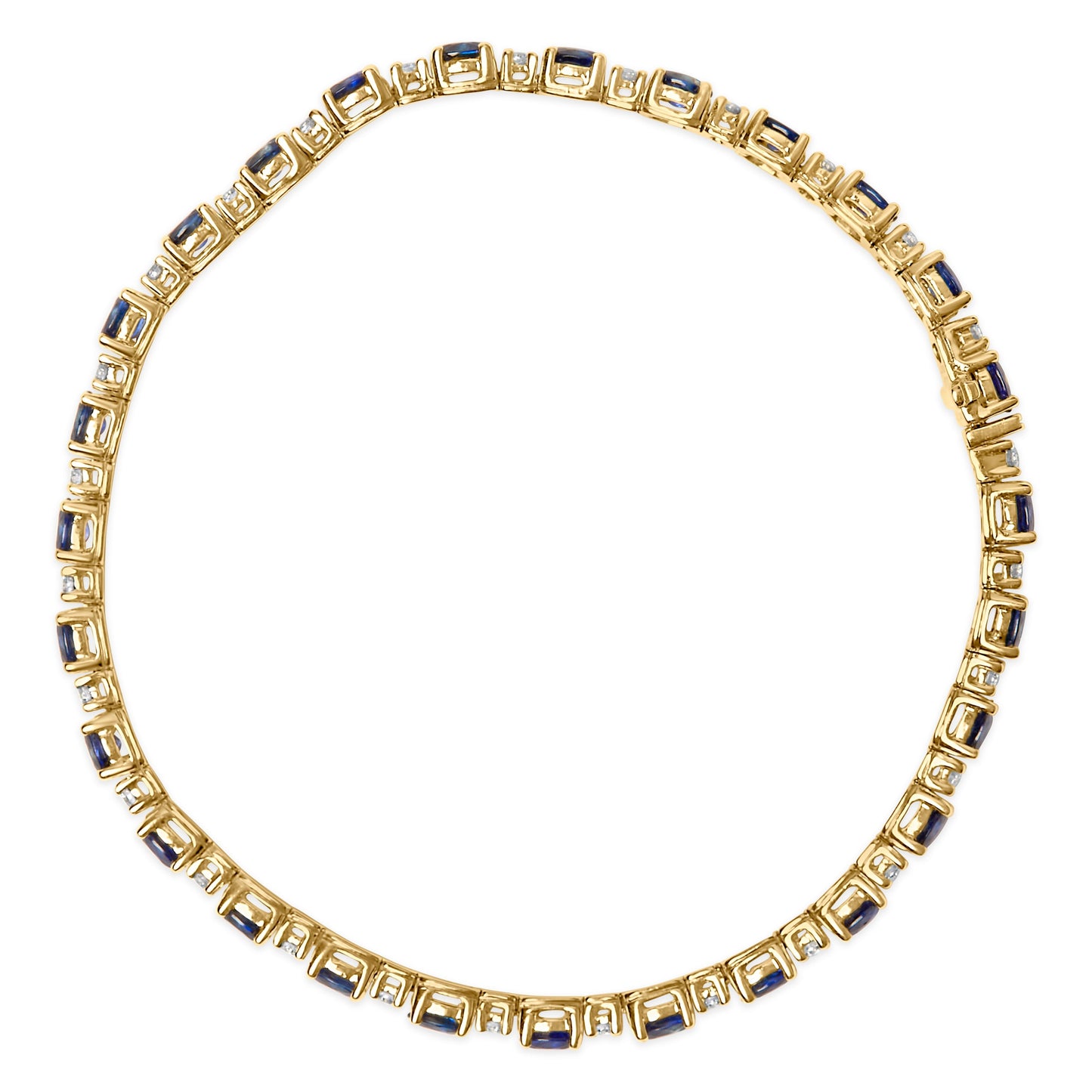 18K Yellow Gold 3/4 Cttw Diamond and 5 1/3 Cttw Oval Blue Sapphire Alternating Link Bracelet (G-H Color, VS1-VS2 Clarity)  - 7.25" Inches Bids.com