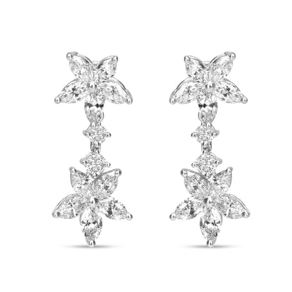 18k White Gold 6.0 Cttw Marquise Diamond Floral Dangle Drop Earrings (E-F Color, VS1-VS2 Clarity) Bids.com