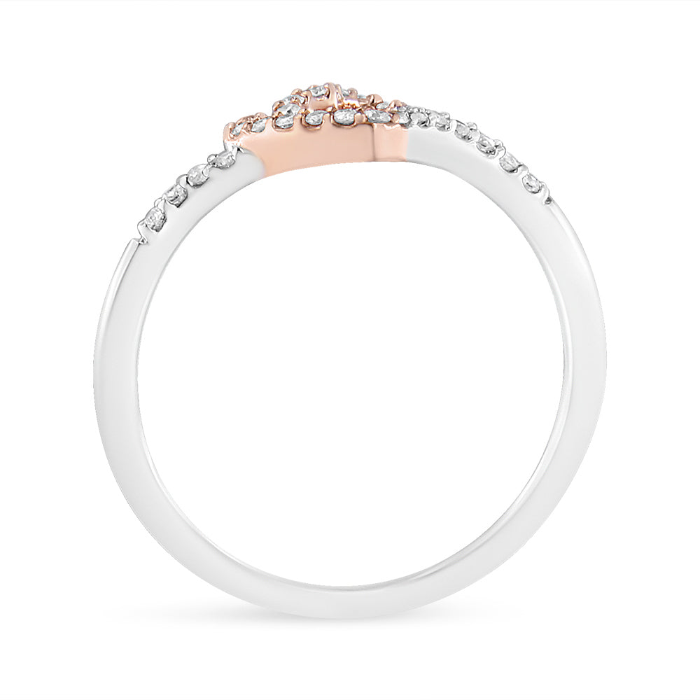14K Rose Gold Plated and White .925 Sterling Silver 1/5 Cttw Round-Cut Diamond Open Heart Promise Ring (I-J Color, I2-I3 Clarity) - Ring Size 7 Bids.com