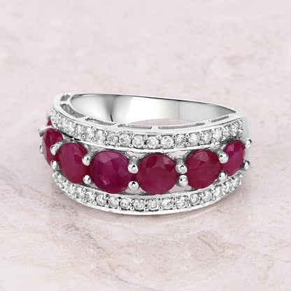 3.24 Carat Genuine Ruby and White Diamond 14K White Gold Ring Bids.com