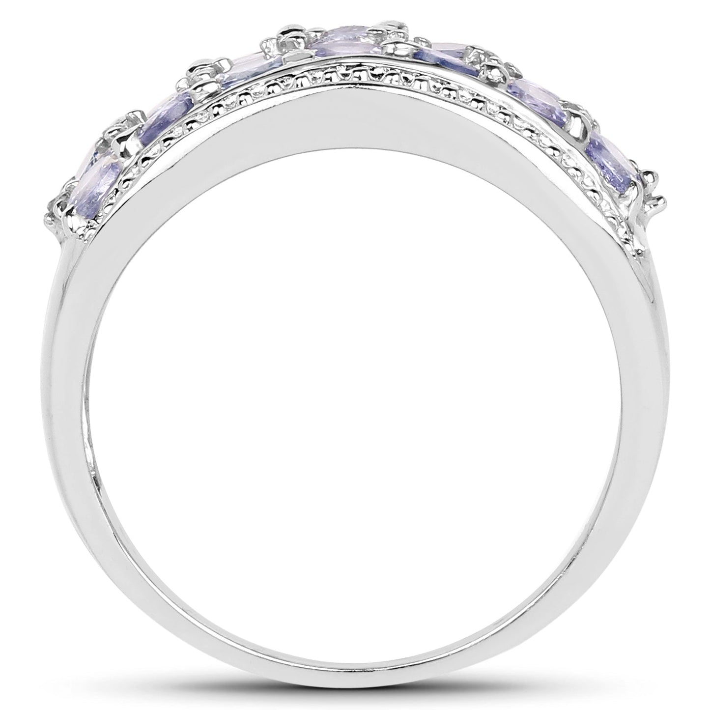 1.44 Carat Genuine Tanzanite & White Topaz .925 Sterling Silver Ring Bids.com