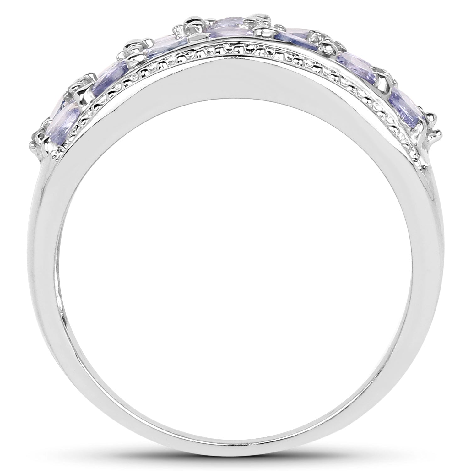 1.44 Carat Genuine Tanzanite & White Topaz .925 Sterling Silver Ring Bids.com