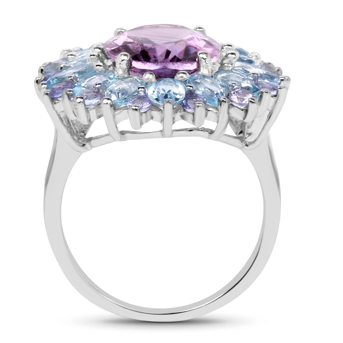 "7.79 Carat Genuine Amethyst, Blue Topaz and Tanzanite .925 Sterling Silver Ring Bids.com