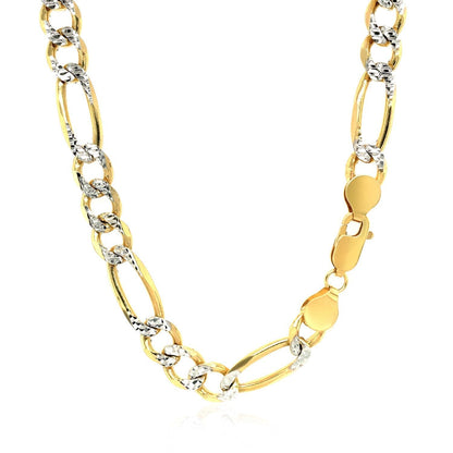7.0mm 14K Yellow Gold Solid Pave Figaro Chain Bids.com