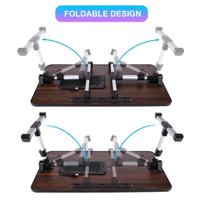 26.6 Foldable Adjustable Laptop Tray Stand Desk with CPU Cooling Fans & Mouse Pad DailySale