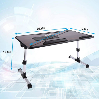 26.6 Foldable Adjustable Laptop Tray Stand Desk with CPU Cooling Fans & Mouse Pad DailySale