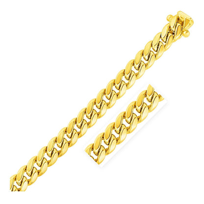 11mm 14k Yellow Gold Semi Solid Miami Cuban Bracelet Bids.com