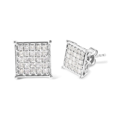 10K White Gold 3/4 Cttw Princess Diamond Composite Stud Earrings (I-J Color, I1-I2 Clarity) Bids.com