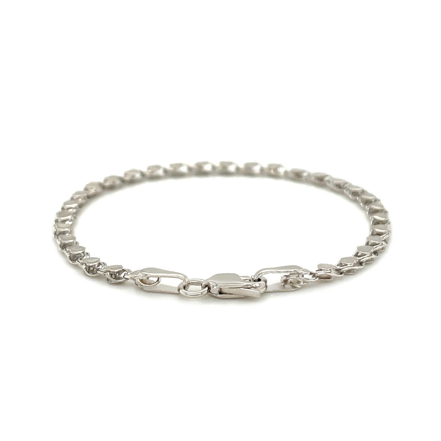 2.9mm 14k White Gold Heart Anklet Bids.com
