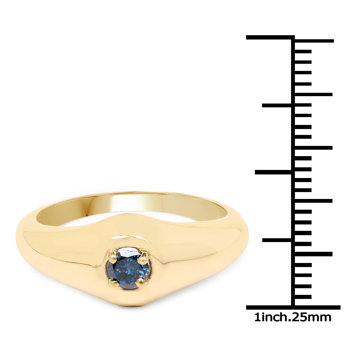 14K Yellow Gold Plated 0.20 Carat Genuine Blue Diamond .925 Sterling Silver Ring Bids.com