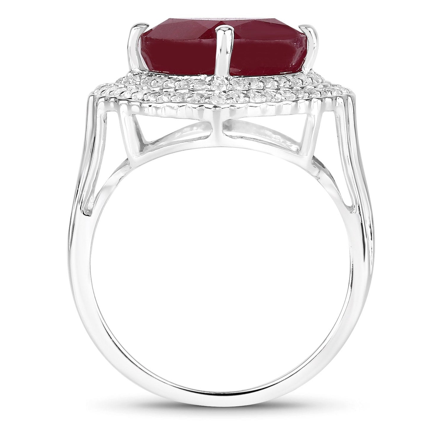 5.86 Carat Glass Filled Ruby and White Topaz .925 Sterling Silver Ring Bids.com