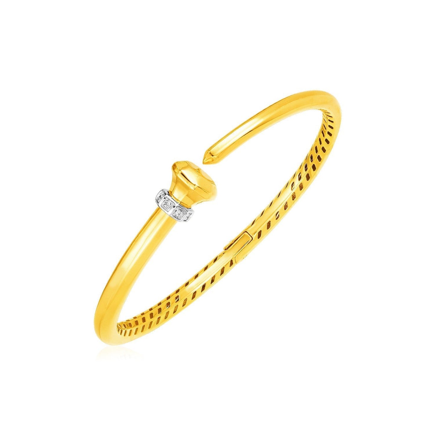 14k Yellow Gold Hinged Bangle Bracelet with Diamonds Bids.com