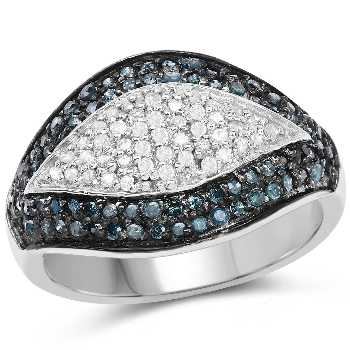 0.50 Carat Genuine Blue Diamond and White Diamond .925 Sterling Silver Ring Bids.com