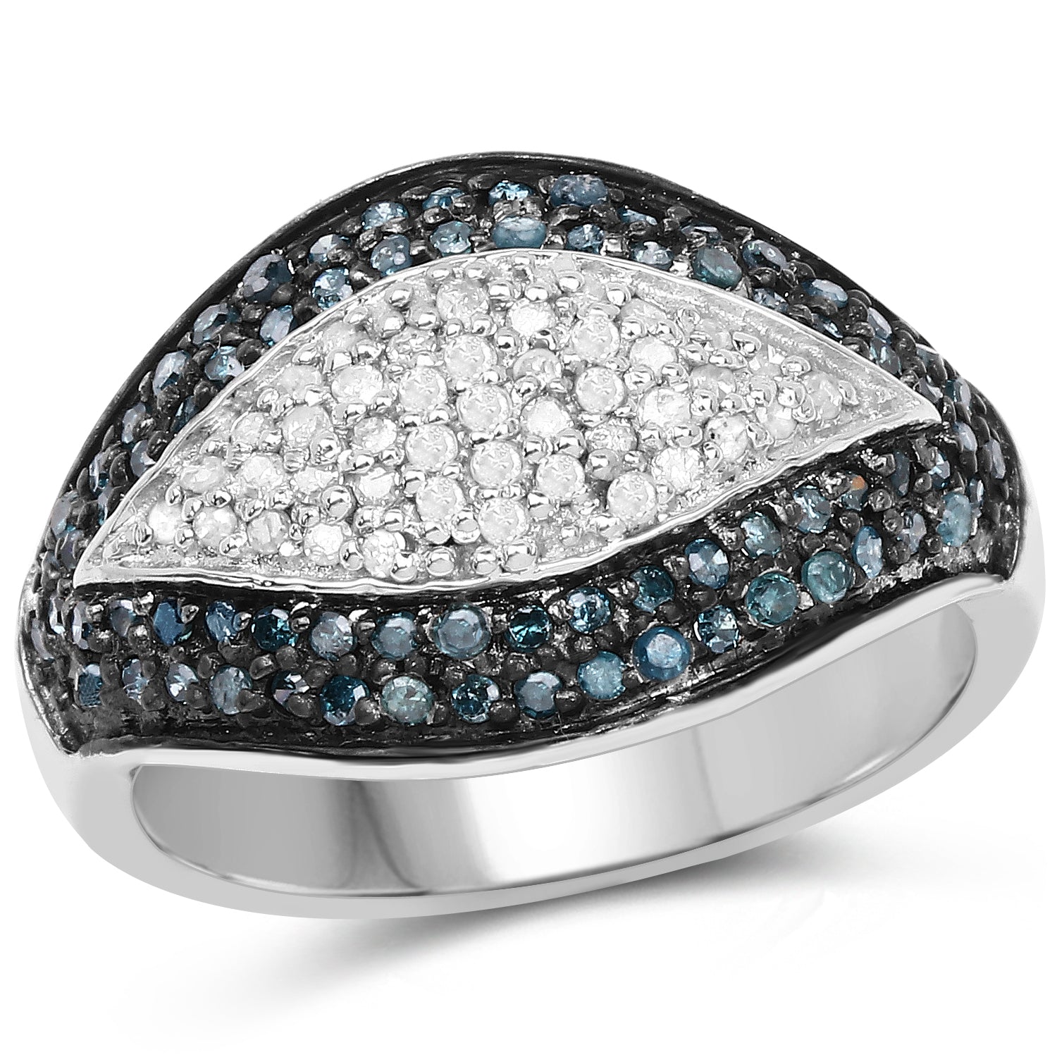 0.50 Carat Genuine Blue Diamond and White Diamond .925 Sterling Silver Ring Bids.com