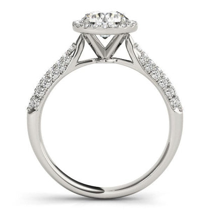 14k White Gold Halo Diamond Engagement Ring with Pave Band (1 1/3 cttw) Bids.com