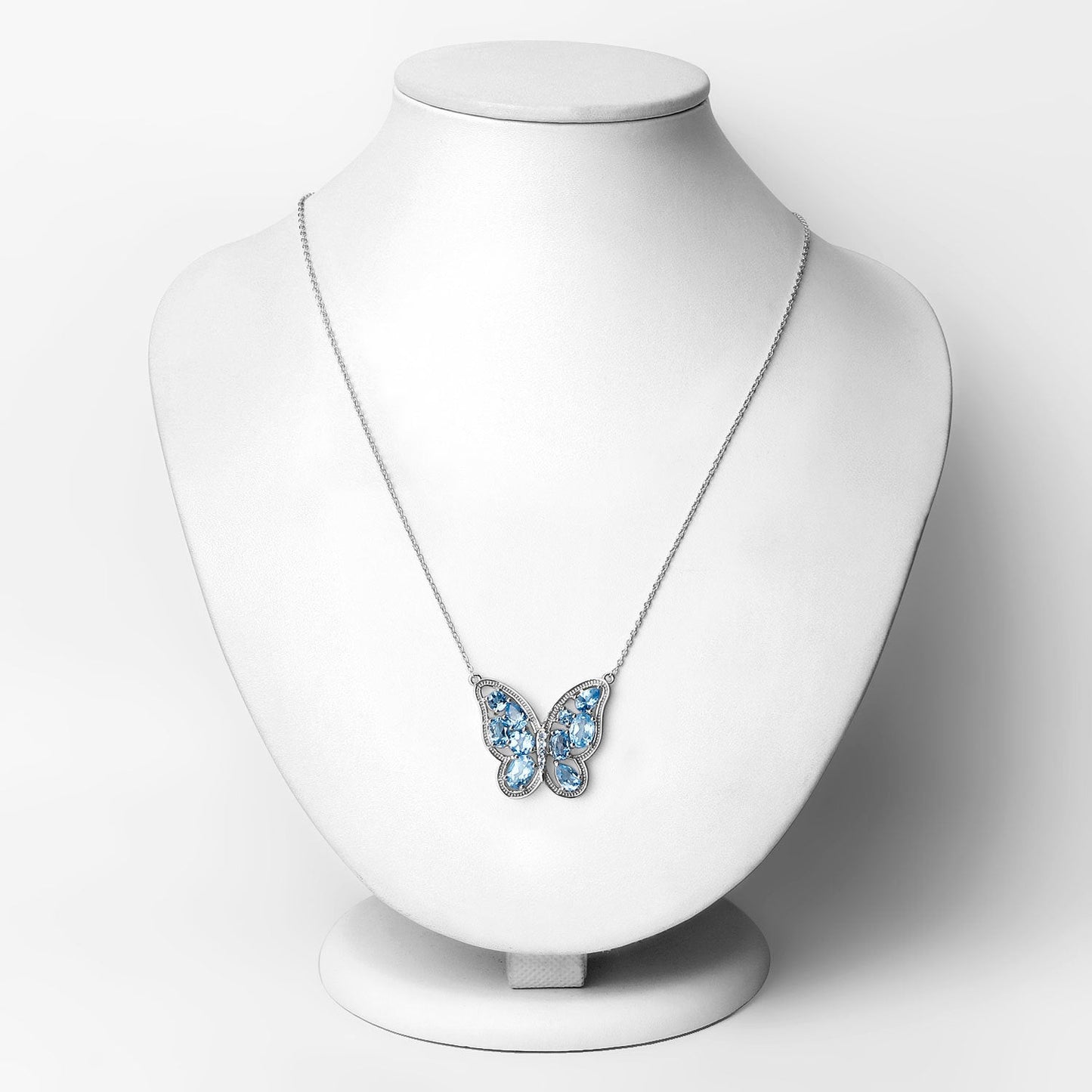 5.54 Carat Genuine Swiss Blue Topaz .925 Sterling Silver Necklace Bids.com