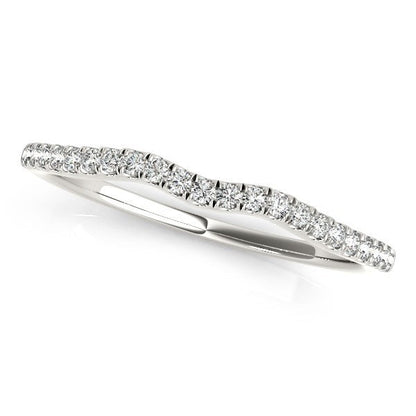 14k White Gold Wave Theme Diamond Wedding Band (1/8 cttw) Bids.com