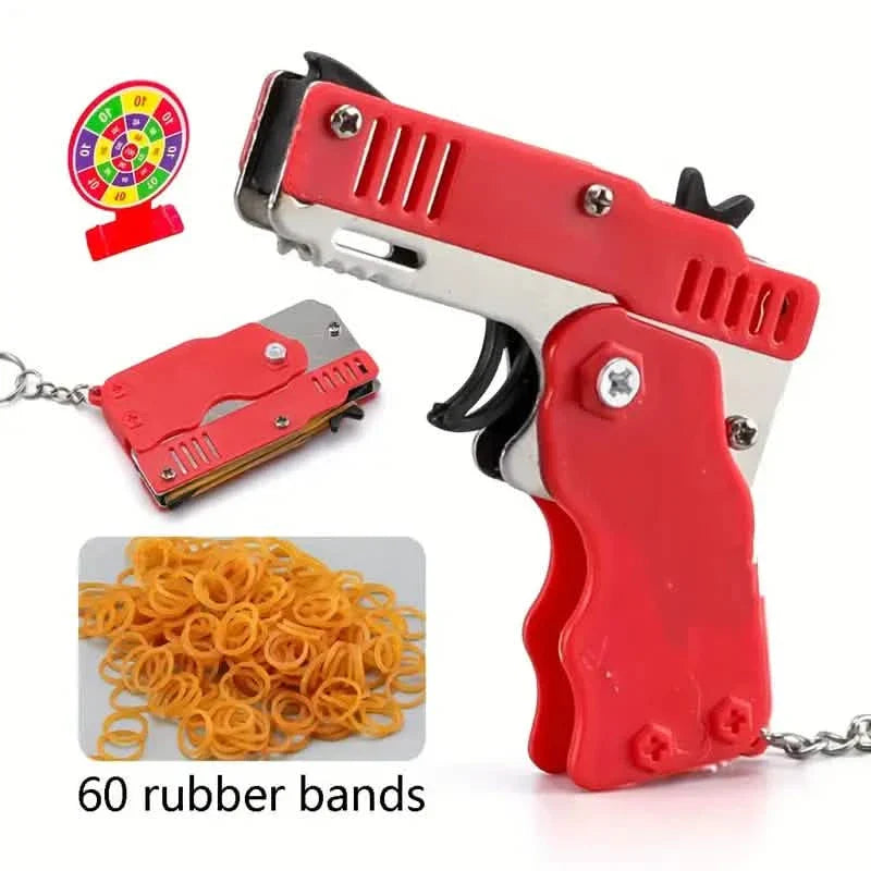 Foldable Metal Rubber Band Launcher Toy Keychain DailySale