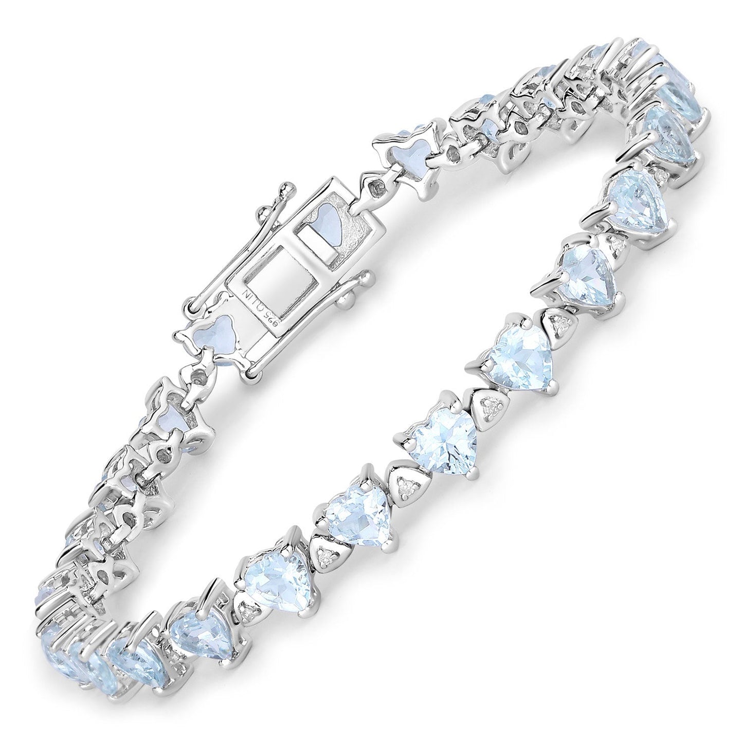 7.71 Carat Genuine Aquamarine and White Diamond .925 Sterling Silver Bracelet Bids.com