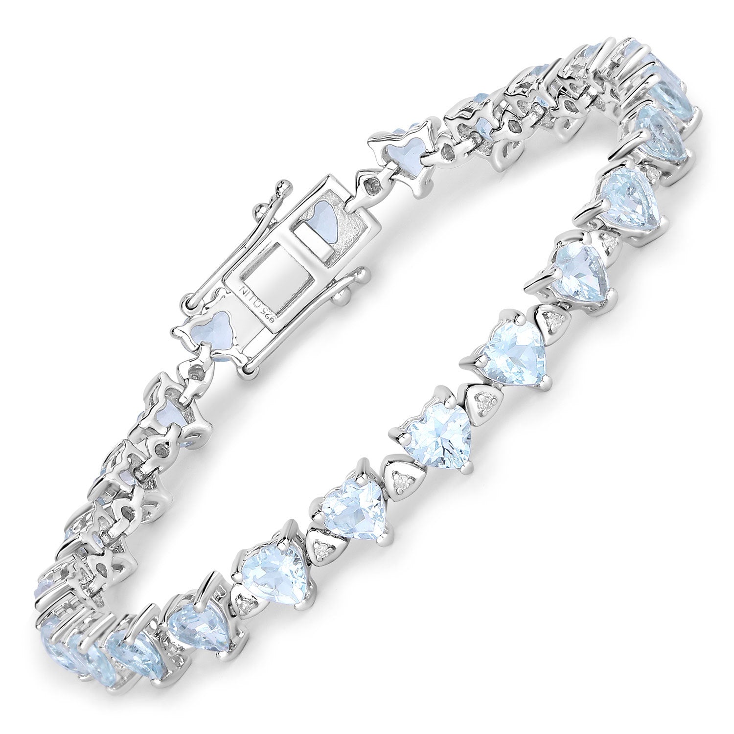 7.71 Carat Genuine Aquamarine and White Diamond .925 Sterling Silver Bracelet Bids.com