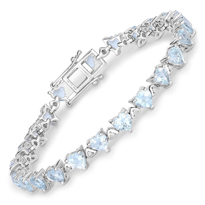 7.71 Carat Genuine Aquamarine and White Diamond .925 Sterling Silver Bracelet Bids.com