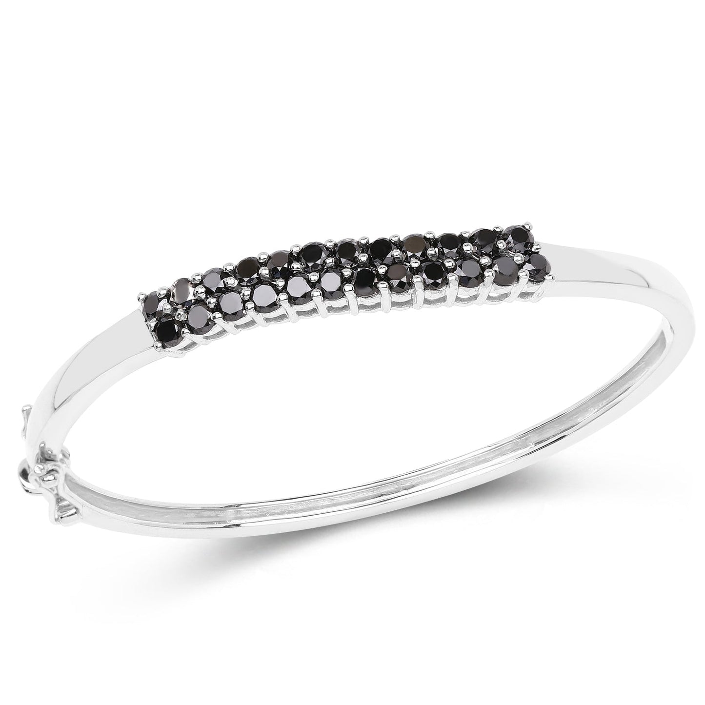 3.53 Carat Genuine Black Diamond .925 Sterling Silver Bangle Bids.com