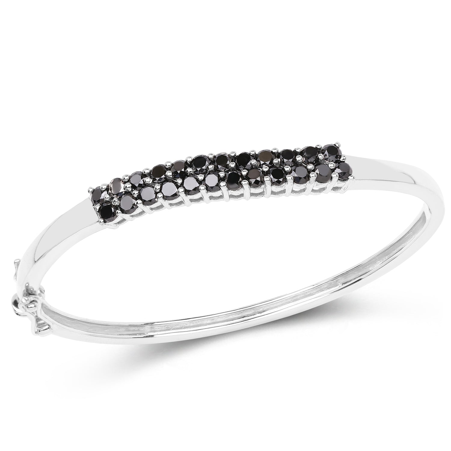 3.53 Carat Genuine Black Diamond .925 Sterling Silver Bangle Bids.com
