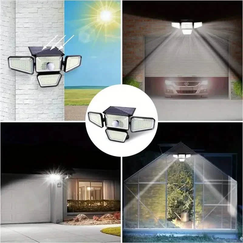 270 LEDs Solar Wall Light With Motion Sensor - 4 Head Lamp, 3 Lighting Modes Wide Angle Security Wireless Flood Light DailySale