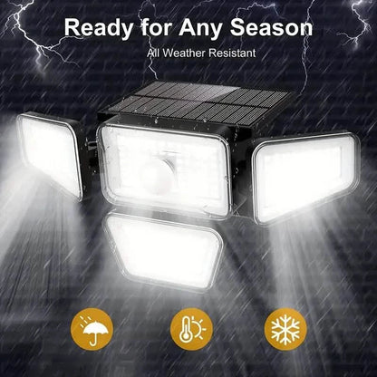 270 LEDs Solar Wall Light With Motion Sensor - 4 Head Lamp, 3 Lighting Modes Wide Angle Security Wireless Flood Light DailySale