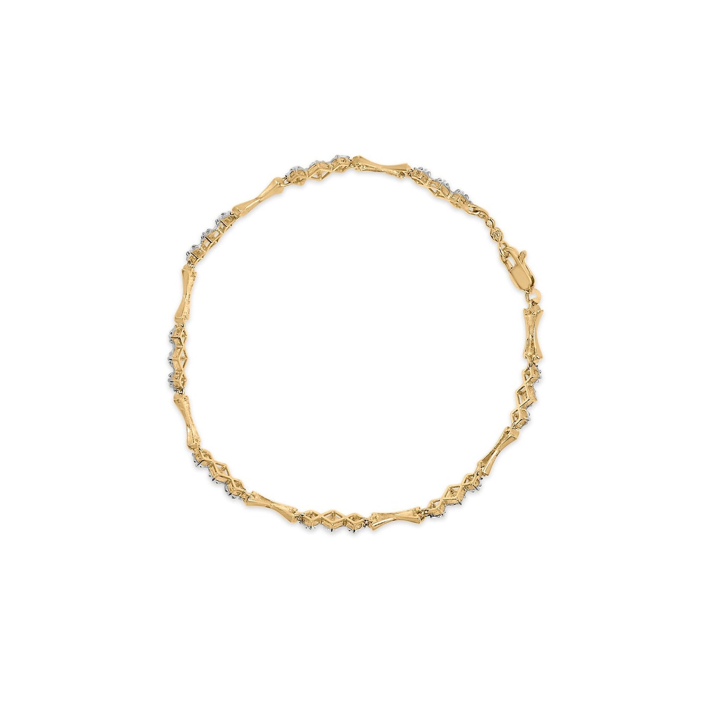 10k Gold 1/3 Cttw Diamond Miracle Set Alternating Bar and Link Bracelet (I-J Color, I1-I2 Clarity) - 7.75" Inches Bids.com