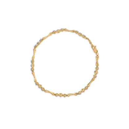 10k Gold 1/3 Cttw Diamond Miracle Set Alternating Bar and Link Bracelet (I-J Color, I1-I2 Clarity) - 7.75" Inches Bids.com
