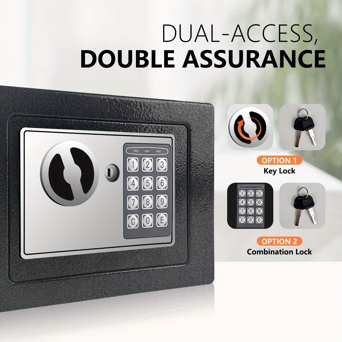Fireproof Digital Home Safe with Keypad, Sensor Light & Money Bag-Silver DailySale