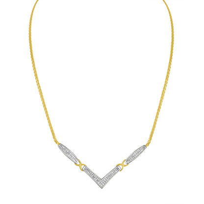 14K Yellow and White Gold 2.0 Cttw Princess Cut Diamond Flared and X-Station V Shaped 18â€ Franco Chain Statement Necklace (H-I Color, SI2-I1 Clarity) Bids.com