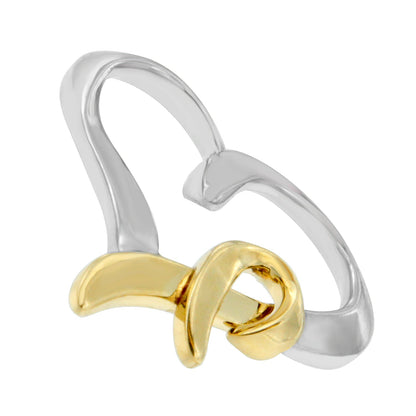 .925 Sterling Silver and 14K Yellow Gold Two-Tone Heart Shaped Pendant Necklace Bids.com