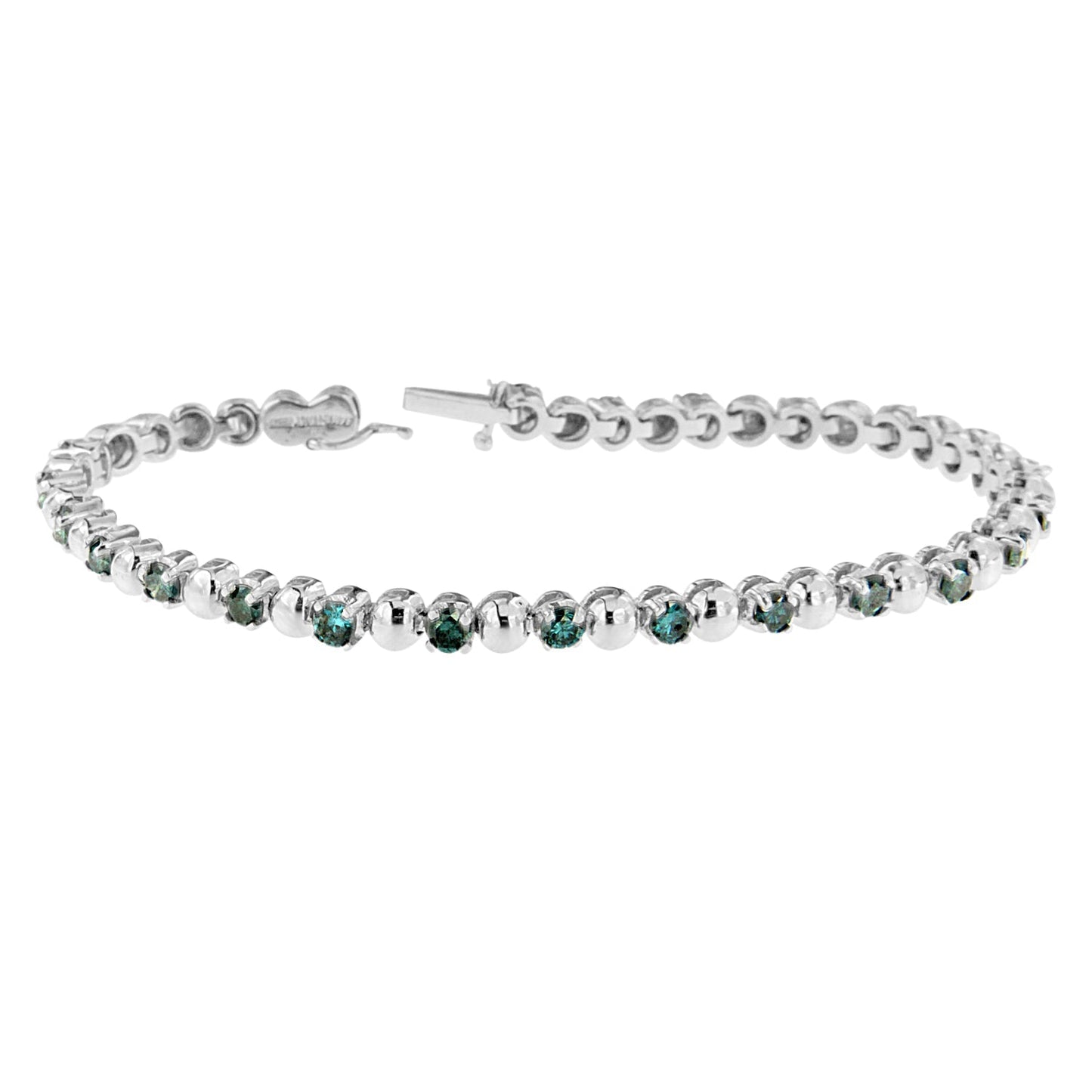 14K White Gold Round-Cut Blue Diamonds Bracelet (3.00 cttw, Blue Color, Clarity) Bids.com