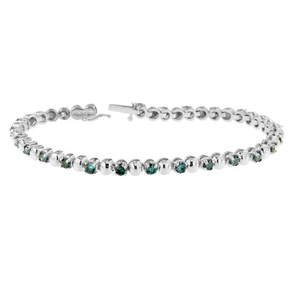 14K White Gold Round-Cut Blue Diamonds Bracelet (3.00 cttw, Blue Color, Clarity) Bids.com
