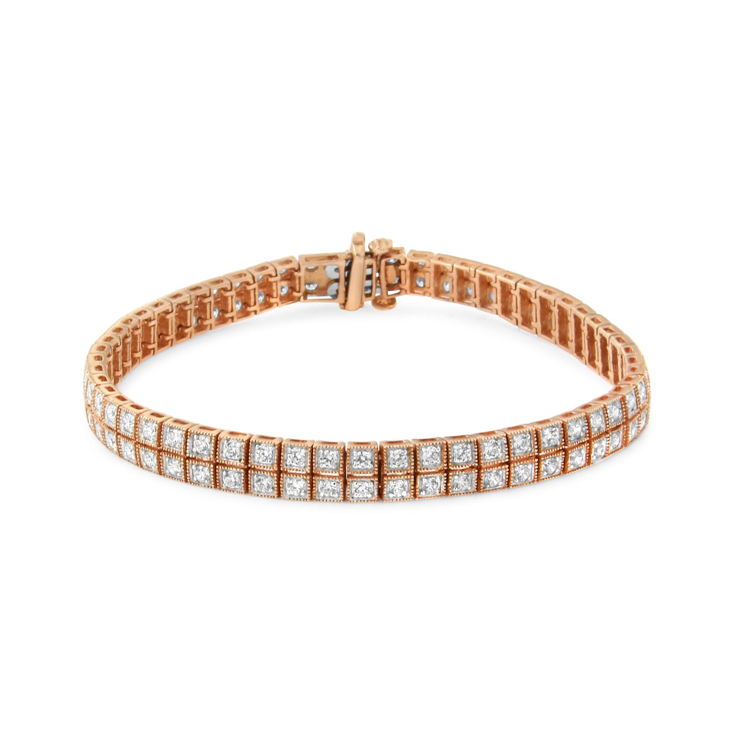 14K Rose Gold 3.0 Cttw Lab Grown Diamond Two Row Milgrain 7" Inch Tennis Bracelet (G-H Color, VS2-SI1 Clarity) Bids.com