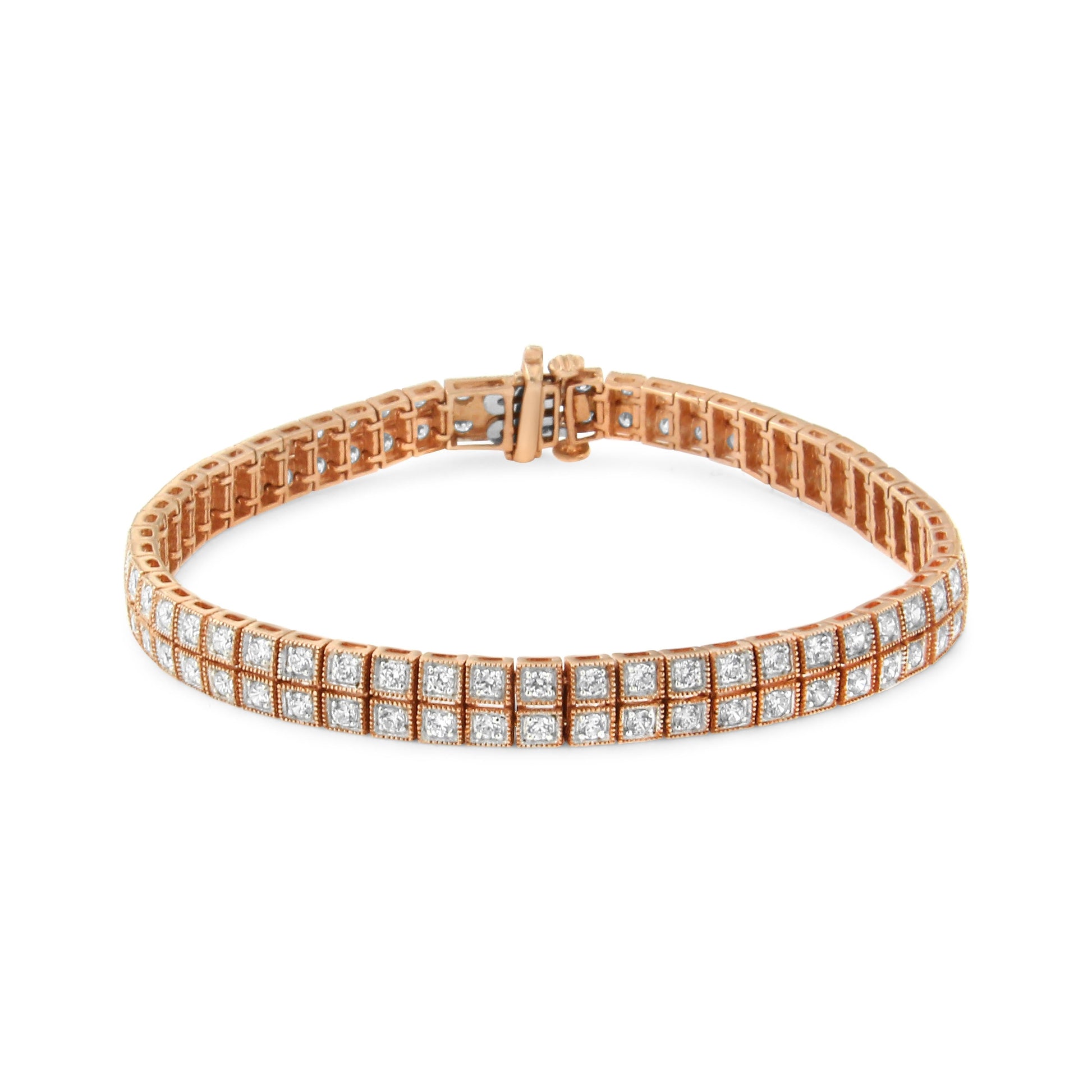 14K Rose Gold 3.0 Cttw Lab Grown Diamond Two Row Milgrain 7" Inch Tennis Bracelet (G-H Color, VS2-SI1 Clarity) Bids.com