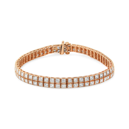 14K Rose Gold 3.0 Cttw Lab Grown Diamond Two Row Milgrain 7" Inch Tennis Bracelet (G-H Color, VS2-SI1 Clarity) Bids.com