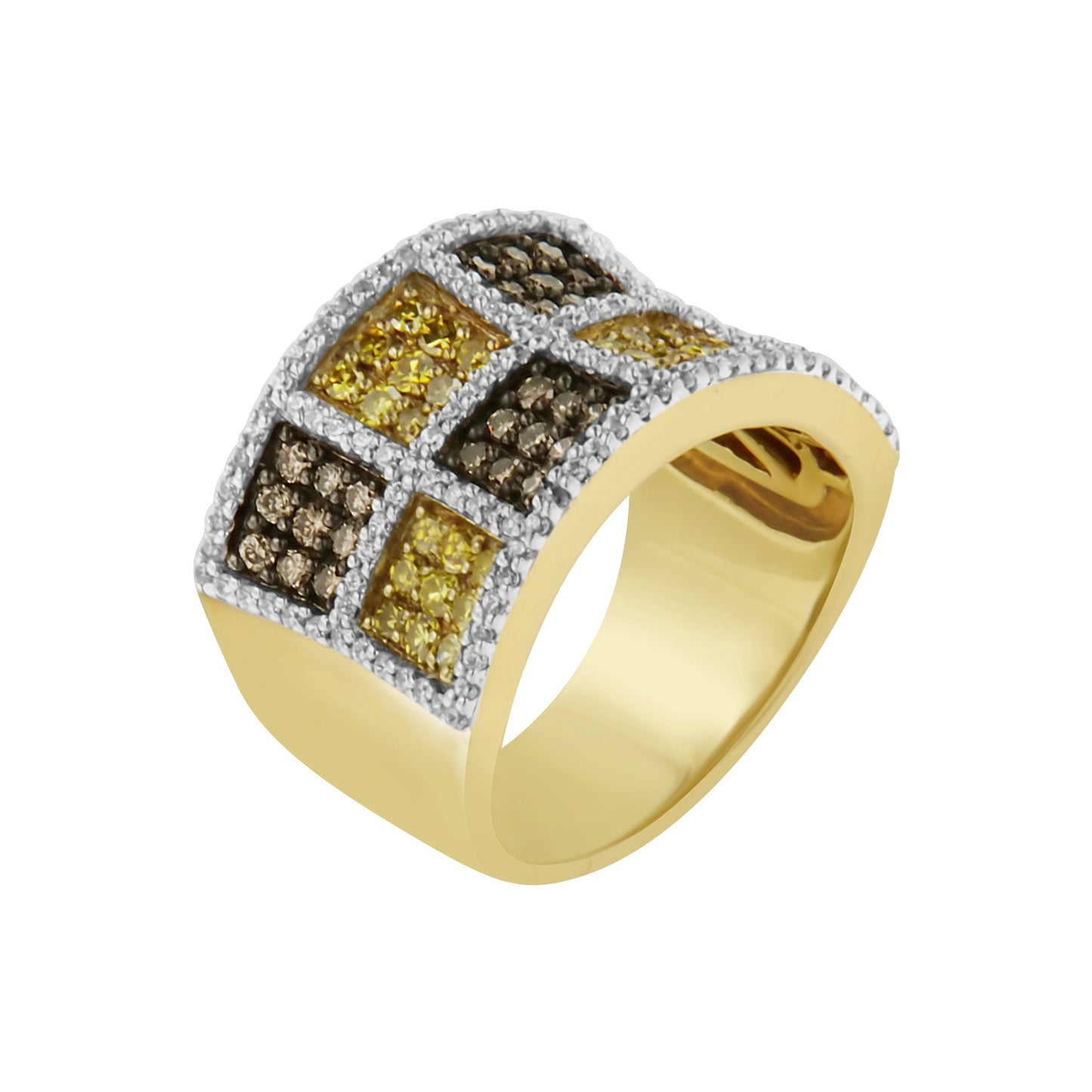 14KT Yellow Gold Champagne, Yellow and Round Diamond Band Ring (1 1/2 cttw, H-I Color, I1-I2 Clarity) Bids.com