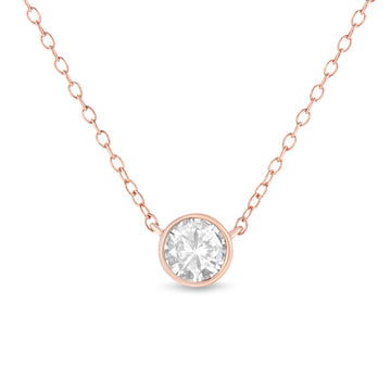 .925 Sterling Silver 1/2 Cttw Diamond Bezel 18" Pendant Necklace (I-J Color, I2-I3 Clarity) Bids.com