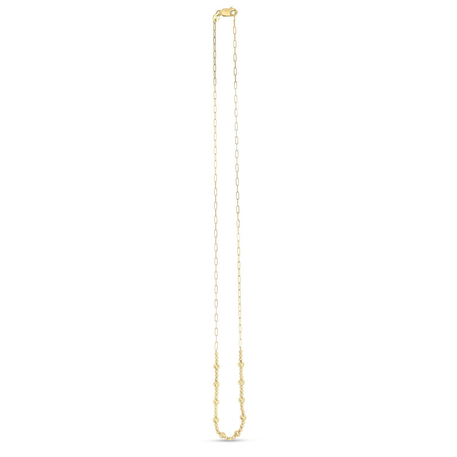 14k Yellow Gold Bead Paperclip Necklace Bids.com