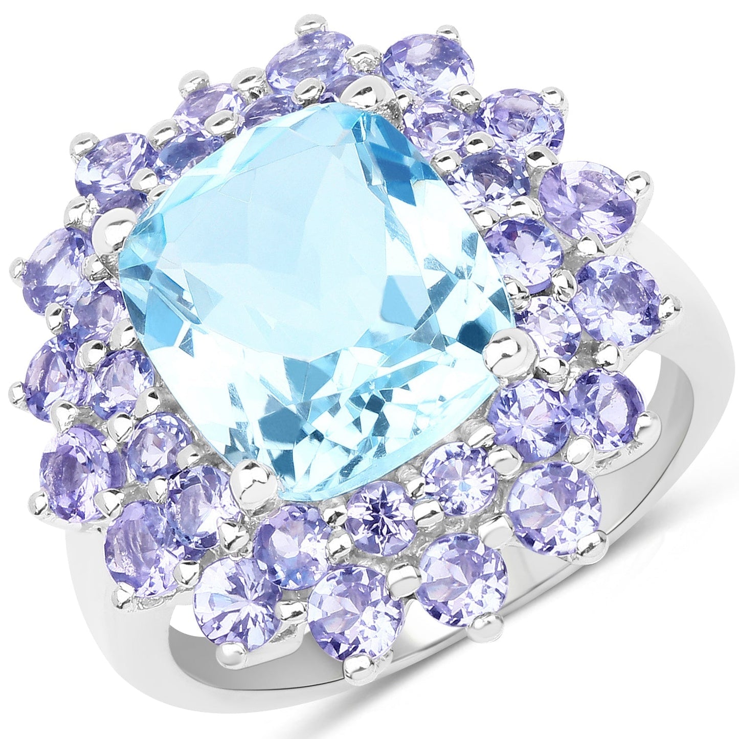 11.22 Carat Genuine Blue Topaz and Tanzanite .925 Sterling Silver Ring Bids.com