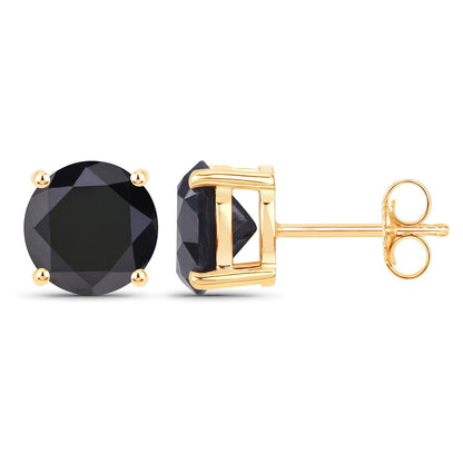 4.12 Carat Genuine Black Diamond 14K Yellow Gold Earrings Bids.com