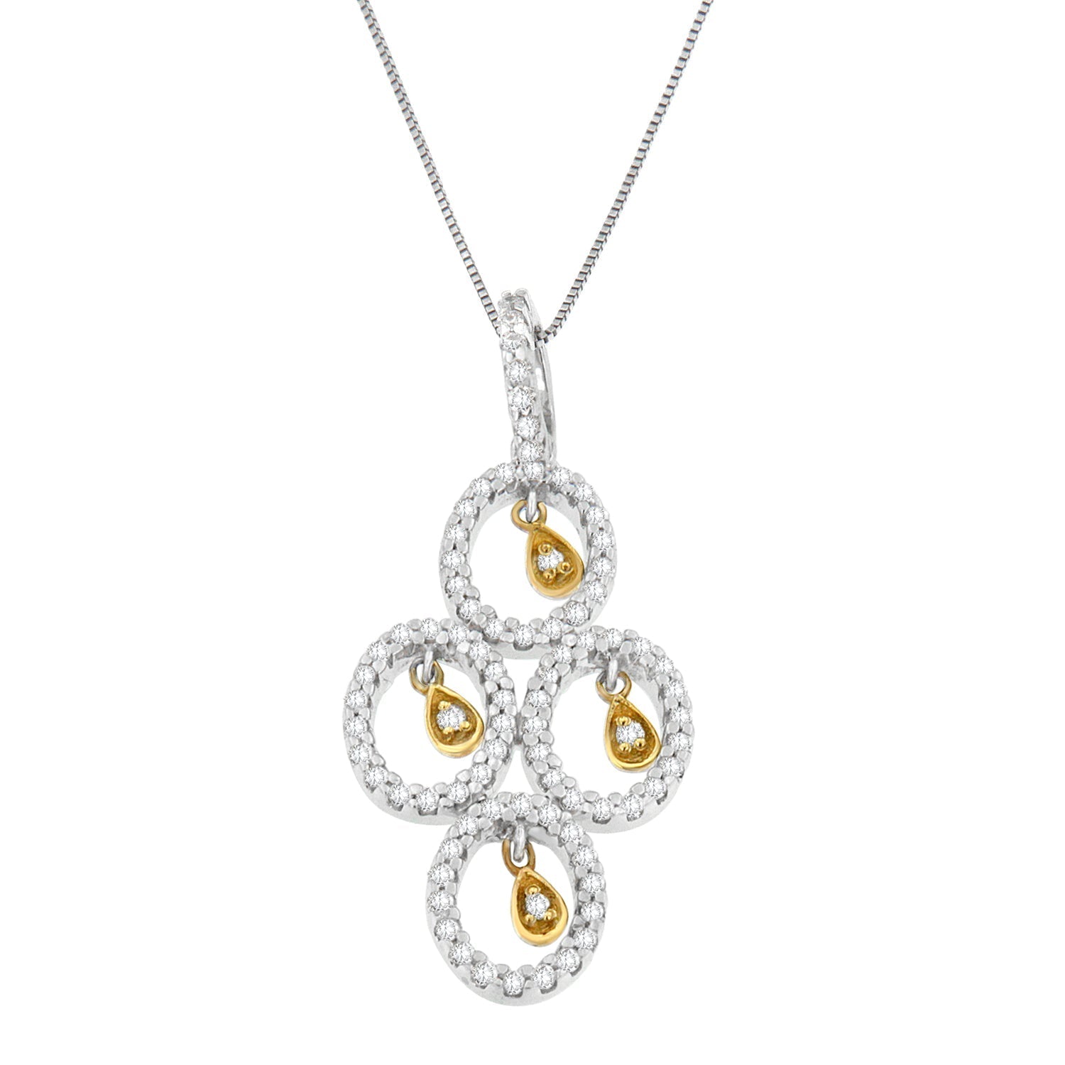 14K Two- Toned Gold 2/5 cttw Round Diamond Pendant Necklace (H-I, I1-I2) Bids.com