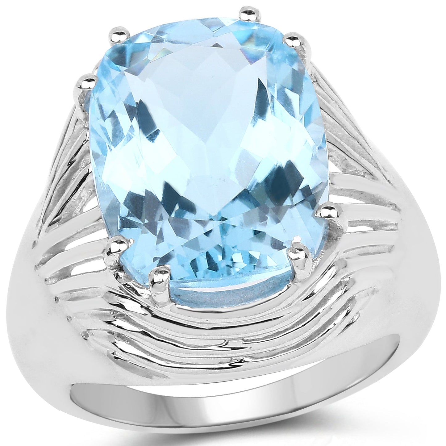 12.10 Carat Genuine Blue Topaz .925 Sterling Silver Ring Bids.com