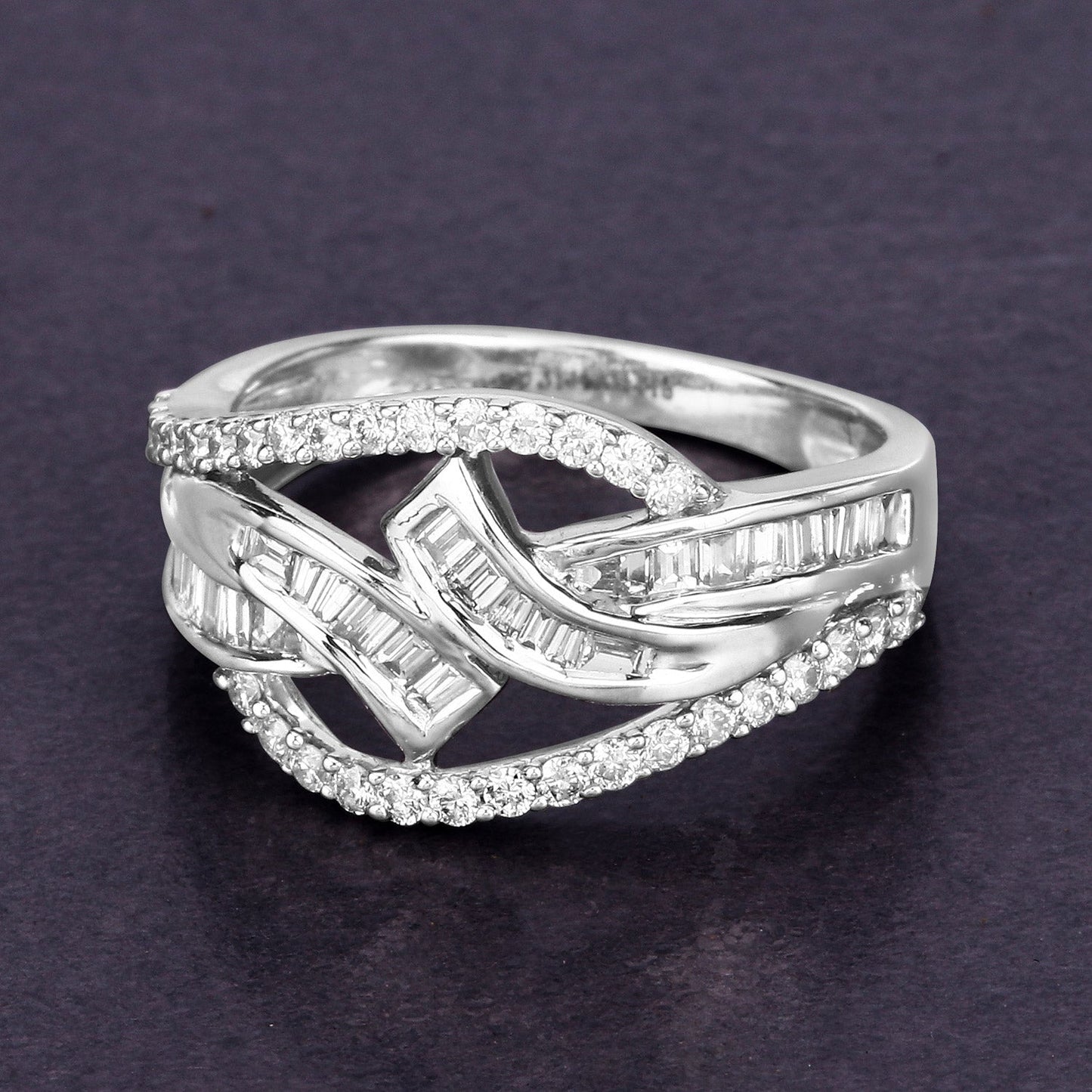 0.72 Carat Genuine White Diamond 14K White Gold Ring (E-F-G Color, VS-SI Clarity) Bids.com